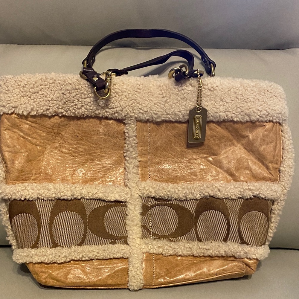 Coach Patchwork Tote in Brown, Cream and Tan